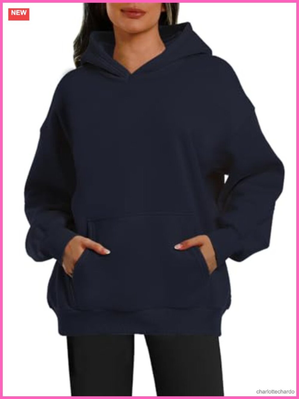 Oversized Fleece Hoodie Women Long Sleeve Y2K Casual Pullover with Kangaroo